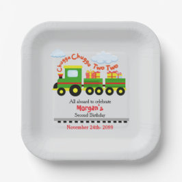 2e verjaardag Schattigee kleurrijke trein met Cade Papieren Bordje