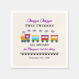 2e verjaardag Schattigee kleurrijke trein Servet
