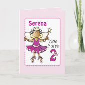2e Verjaardag Schattigee Sweet Ballerina Cartoon E Kaart (Voorkant)