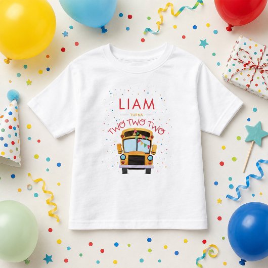 2e verjaardag schoolbusfeestje kinder shirts
