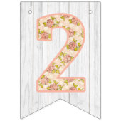 2e verjaardag Shabby Chic Rozen Rustic Wood Floral Vlaggetjes (Eerste vlag)