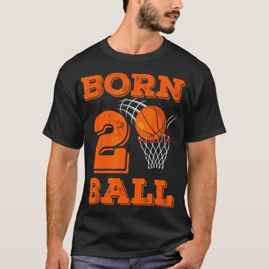 2e Verjaardag Shirt Boy Born 2 Ball Basketbal Spor (Voorkant)