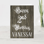 2e verjaardag: Sierlijke, elegante tekst; namaahou Kaart (Voorkant)