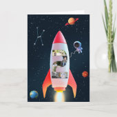 2e verjaardag Space Rocket | Enorme twee foto coll Kaart (Voorkant)