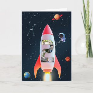 2e verjaardag Space Rocket   Enorme twee foto coll Kaart