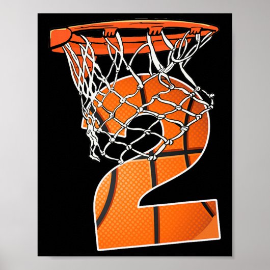 2e verjaardag sport 2 jaar oud basketbal 2 jongens poster (Voorkant)