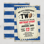 2e verjaardag Sport Football Ticket Rustiek Blauw Kaart (Voorkant / Achterkant)