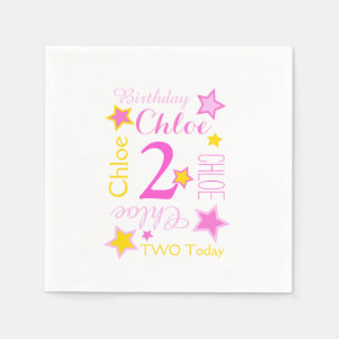 2e verjaardag ster genaamd Graphic Yellow Pink Servet