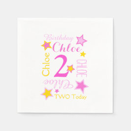 2e verjaardag ster genoemd grafische gele roze servet