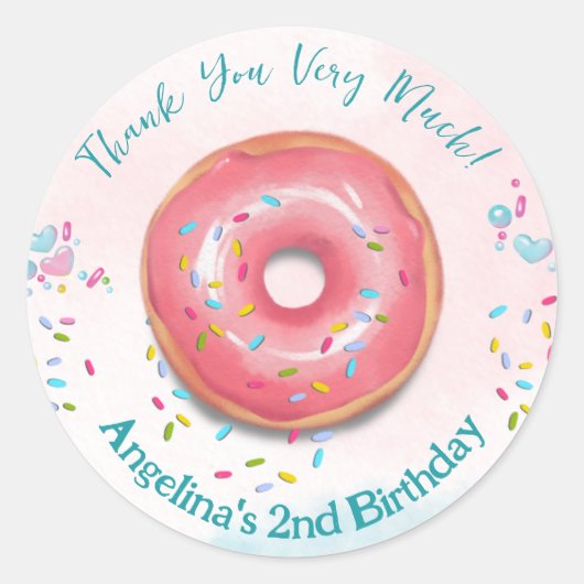 2e verjaardag sticker met schattig design. (Voorkant)