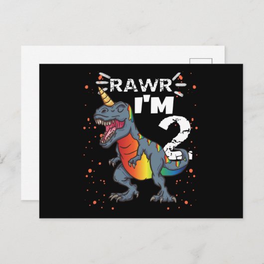 2e verjaardag T Rex Dinosaur Briefkaart (Voorkant / Achterkant)