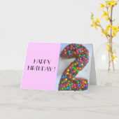 2e verjaardag taart roze kaart (Gele Bloem)