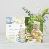 2E verjaardag Tea Party Foto uitnodiging (Staand voorkant)