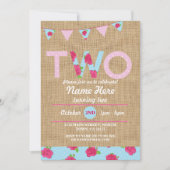 2e verjaardag Tea Party Two 2 Burlap Roos nodigt u Kaart (Voorkant)