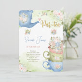 2E verjaardag Tea Party uitnodiging (Staand voorkant)