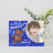 2e verjaardag Teddy Bears Party, aangepaste foto Kaart (Staand voorkant)