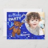 2e verjaardag Teddy Bears Party, aangepaste foto Kaart (Voorkant)