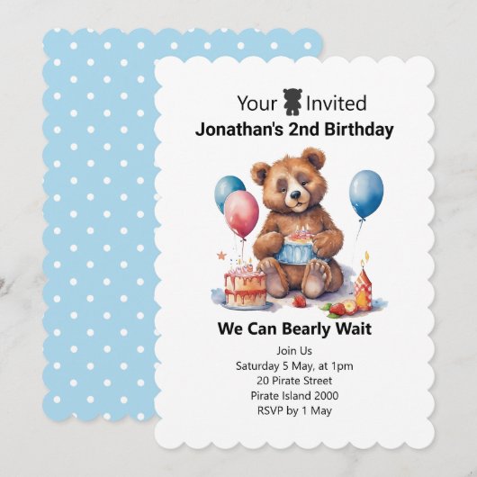 2e verjaardag Teddy thema's voor kinderen Kaart (Voorkant / Achterkant)