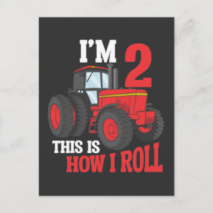 2e verjaardag Tractor liefhebbend kind 2 jaar oude Briefkaart