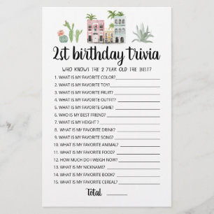 2e verjaardag Trivia bewerkbaar spel