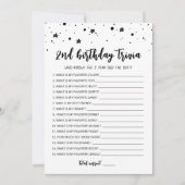 2e Verjaardag Trivia bewerkbare game Kaart (Voorkant)