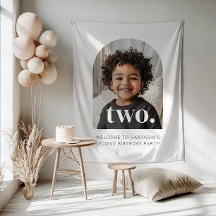 2e verjaardag Twee Gebogen Foto Welkom Bord Wandkleed