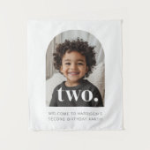 2e Verjaardag Twee Gebogen Foto Welkom Sign Wandkleed (Voorkant)