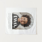 2e Verjaardag Twee Gebogen Foto Welkom Sign Wandkleed (Voorkant (horizontaal))