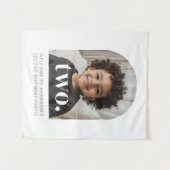 2e verjaardag Twee gebogen foto welkomstbord Wandkleed (Voorkant (horizontaal))