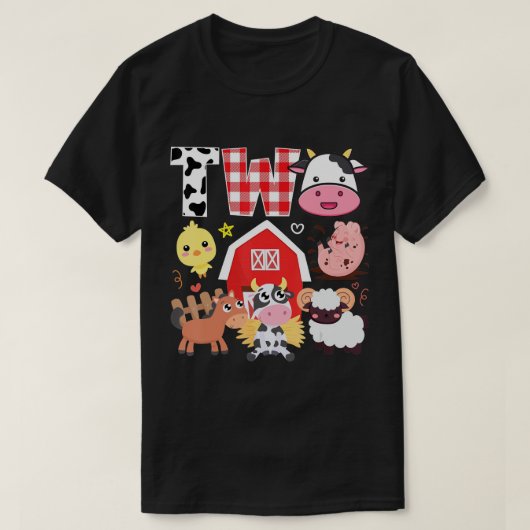 2e verjaardag Twee jaar oud Boerderij thema dieren T-shirt (Design voorkant)
