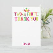 2e verjaardag twee-tti Frutti dank u gepersonalise Bedankkaart (Staand voorkant)