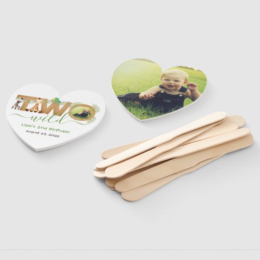 2e Verjaardag Twee Wilde Safari Dieren Oerwoud Fot Handwaaier (Niet-gemonteerd)