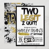 2e verjaardag Tweede Legit met Hip Hop Uitnodiging (Voorkant / Achterkant)