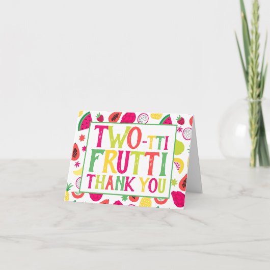 2e verjaardag Two-tti Frutti Fruit Dank je wel Bedankkaart (Voorkant)