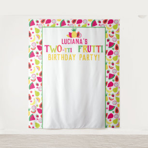 2e verjaardag Two-tti Frutti Fruit verjaardagsfees Wandkleed
