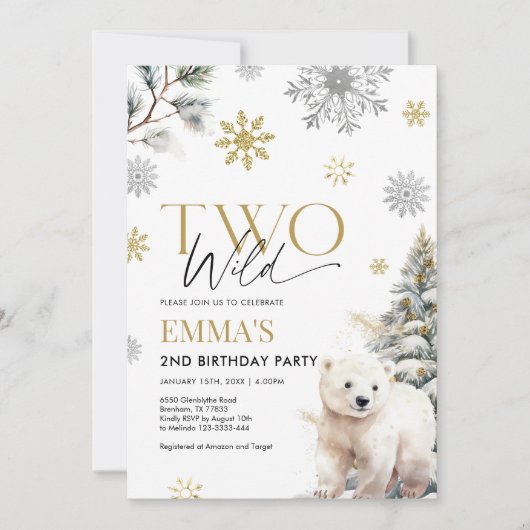 2e Verjaardag Uitnodiging Beer, Twee Wilde Verjaar (Voorkant)