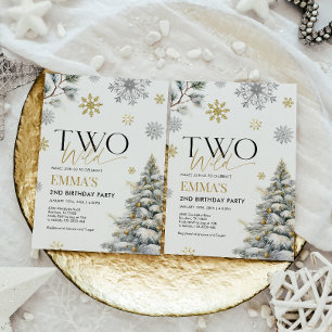 2e verjaardag uitnodiging, gouden twee wilde verja kaart