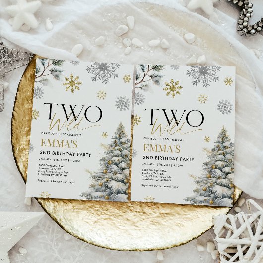 2e verjaardag uitnodiging, gouden twee wilde verja kaart