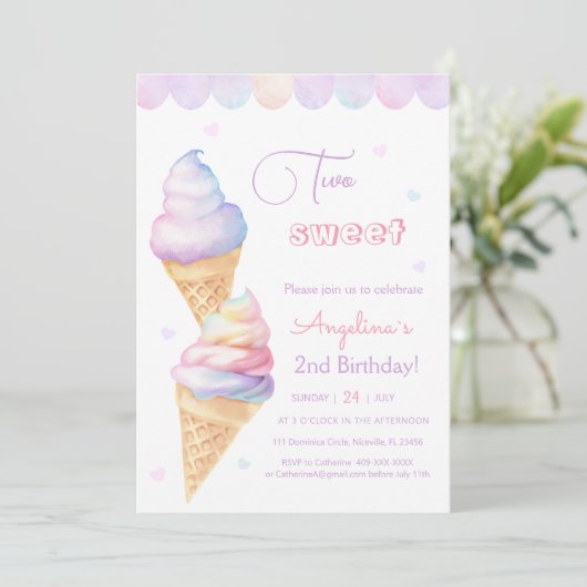 2e verjaardag uitnodiging ijs (Staand voorkant)