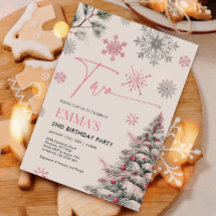 2e verjaardag uitnodiging, winter twee verjaardag