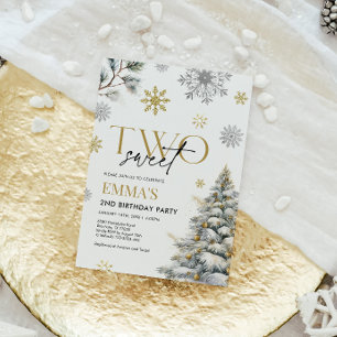 2e verjaardag uitnodiging, winter twee verjaardag kaart
