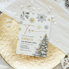 2e verjaardag uitnodiging, winter twee verjaardag kaart