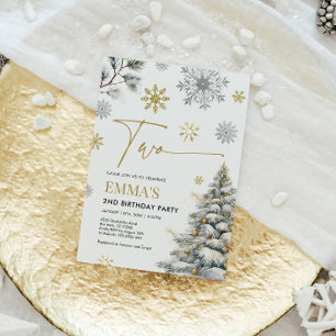 2e verjaardag uitnodiging, winter twee verjaardag kaart