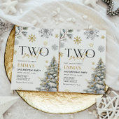 2e verjaardag uitnodiging, winter twee verjaardag kaart