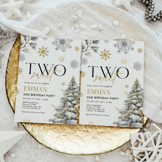 2e verjaardag uitnodiging, winter twee verjaardag kaart