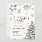 2e verjaardag uitnodiging, winter twee verjaardag kaart (Voorkant)