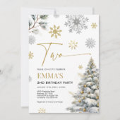 2e verjaardag uitnodiging, winter twee verjaardag kaart (Voorkant)