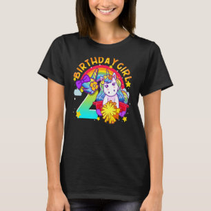 2e verjaardag Unicorn Cheerleader Girl Rainbow Che T-shirt