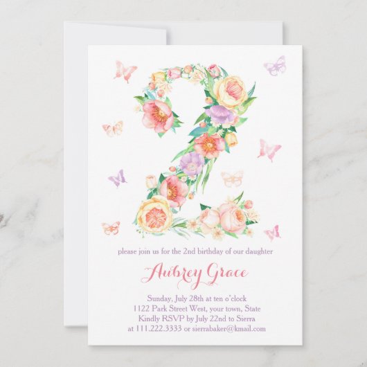 2e verjaardag van Butterfly Garden Party nodigt ka Kaart (Voorkant)