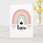 2e verjaardag van de Boho-regenboogpartij Kinder 2 Kaart (Gele Bloem)